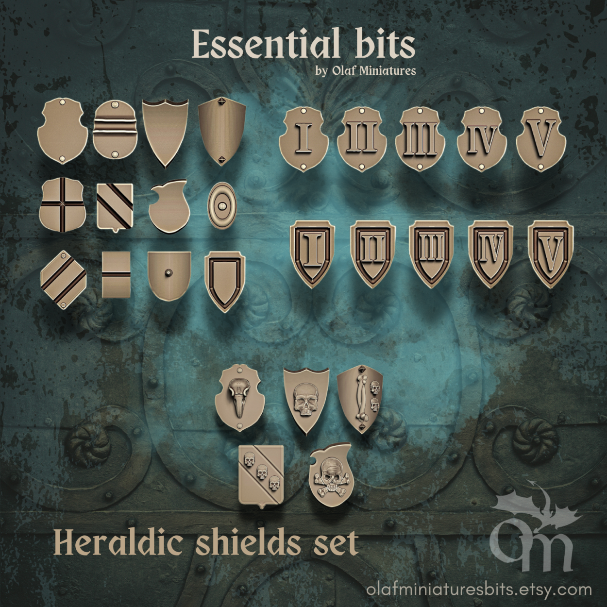 Heraldic shields set